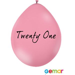 Ballonnen Twenty One Pink met opdruk Zwart (lucht)