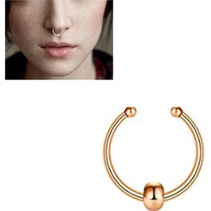 Fake Neuspiercing Rose Goud - Nep Neuspiercing Septum met Bolletje - Neusring - Nep Piercing Ringetje - RVS Roestvrij Staal - 8 mm