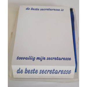 Kladblok met pen ""De beste sectraresse is.....