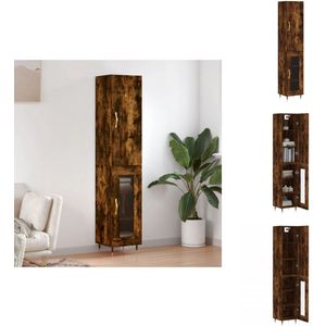 vidaXL Hoge Kast - Hoge Kasten - Hoge Kast Met Lade - Kast - Hoge kast 34,5x34x180 cm bewerkt hout gerookt eikenkleurig