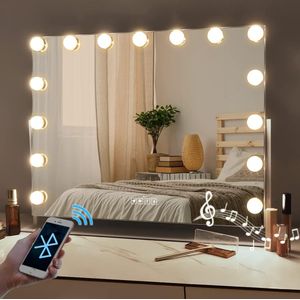 Hollywood-stijl Make-upspiegel met LED-verlichting en Touchbediening - 3 Kleurentemperaturen - Verstelbaar - Draaibaar - Staande Spiegel met Verlichting