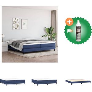vidaXL Boxspring met matras stof blauw 200x200 cm - Bed - Inclusief Reiniger