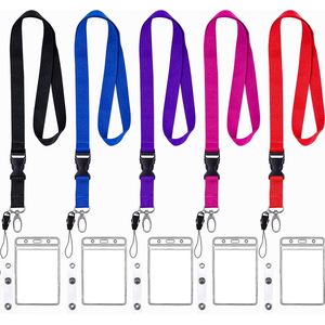 5 Stuks Afneembaar Lanyard Sleutelhanger en Keycord met 5 Transparant Badgehouder - Badge Nekkoord - Pashouder/Kaarthouder met Keykoord - Houder voor Kaart/Sleutels - Telefoon/GSM Koord - Sleutelkoord - Plastic ID Pashouder - Universeel Telefoonkoord