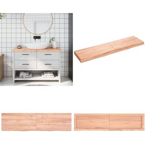 vidaXL Wastafelblad 120x30x(2-6) cm behandeld massief hout lichtbruin - Wastafelblad - Wastafelbladen - Blad Voor Wastafel - Tafelblad