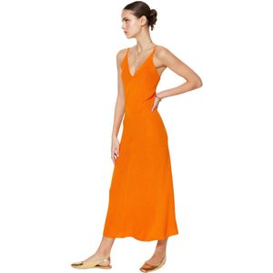 Trendyol Bruine Maxi Gebreide Basisjurk Twoss20El1574