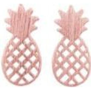 24/7 Jewelry Collection Ananas Oorbellen - Oorknoppen - Geborsteld - Rosé Goudkleurig