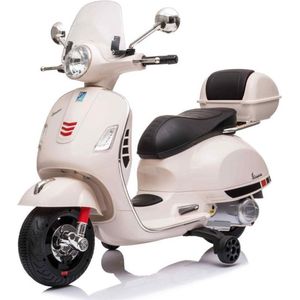 Vespa GTS Elektrische Kinderscooter wit, Vespa kindermotor wit + muziek + verlichting + zijwieltjes