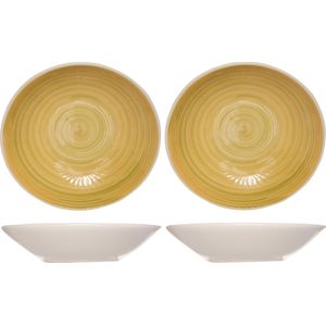 8x stuks ronde diepe borden Turbolino geel 21 cm - Soepborden/pastaborden