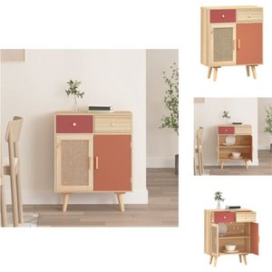 vidaXL Dressoir - Classic - Bijzetkast - 60x30x75.5 cm - Lichthout - rood en oranje - Bewerkt hout en massief grenenhout - Kast
