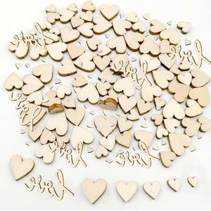 Houten hartjes decoratie - 6 maten voor tafeldecoratie bruiloft - 275 stuks hartdecoratie tafel liefdesconfetti