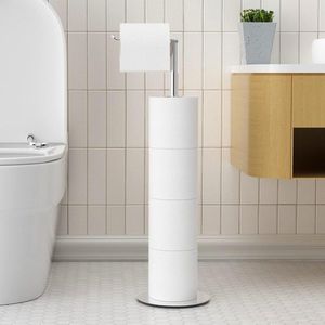 WC Rolhouder Premium Roestvrij Staal Waterdicht - Opbergen Toiletrol - Staand - Geborsteld - Zonder Boren