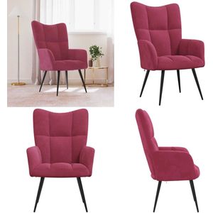 vidaXL Relaxstoel fluweel wijnrood - Relaxstoel - Relaxstoelen - Fauteuil - Fauteuils