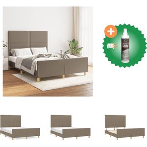 vidaXL Bedframe met hoofdeinde stof taupe 140x200 cm - Bed - Inclusief Reiniger