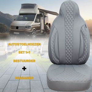 Stoelhoezen voor Peugeot Boxer caravan / camper in pasvorm, set van 2 stuks - bestuurder 1 + 1 passagierszijde - WPL - serie - WPL709 - Grijs