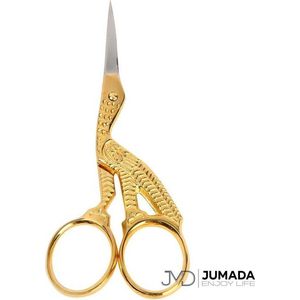 Jumada's Ooievaar Schaar - Borduurschaar - Ooievaarsschaartje - Lengte 9 cm - Goudkleurig