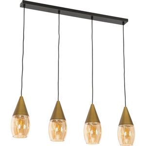 QAZQA drop - Moderne Hanglamp eettafel voor boven de eettafel | in eetkamer - 4 lichts - L 99.6 cm - Goud - Woonkamer | Slaapkamer | Keuken