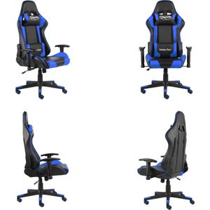 vidaXL Gamestoel draaibaar PVC blauw - Gamingstoel - Gamingstoelen - Racingstoel - Racingstoelen
