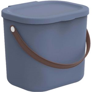 Rotho - Opbergdoos / Emmer met deksel en handvat 6L - Gerecycleerd plastic - BPA-Vrij - Donkerblauw