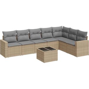 vidaXL 8-delige Loungeset met kussens beige Loungeset - Tuinbank - Lounge Set - Buitendining - Tuinmeubels