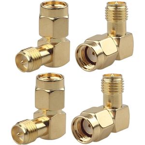 4 STKS Mannelijk naar Vrouwelijke Haakse RP-SMA Antenne Connector 90 Graden RF Coaxiale Adapter - Compatibel met 4G LTE Antenne FPV Drone Backup Camera Radio Transceiver WiFi Draadloos