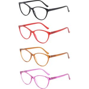 XYZ Eyewear Set van 4 Leesbrillen +2.50 - Dames - Heren - Leesbrillen - Trendy - Lees bril - Leesbril met sterkte - Voordeel - Cateye - Met sterkte +2.50