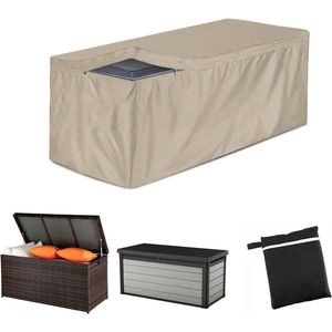 Waterdichte Outdoor Deck Box Cover met Rits - Tuin Opbergdoos 420D Oxford - Patio Meubelhoes Opbergcontainer - Anti-UV Beschermhoes Rechthoekig - Beige - L: 158*81*71cm/62x32x28in