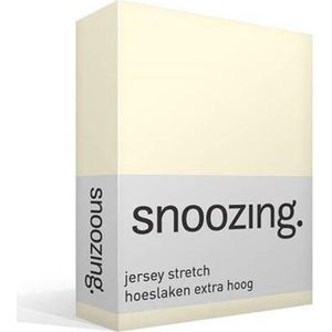 Snoozing Jersey Stretch - Hoeslaken - Extra Hoog - Eenpersoons - 70/80x200/220 cm - Ivoor