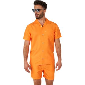 OppoSuits The Orange - Heren Zomer Set - Bevat Shirt En Shorts - Festival Outfit - Oranje - Maat: XXL