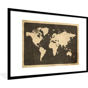 Fotolijst incl. Poster - Wereldkaart - Vintage - Hout - 120x80 cm - Posterlijst
