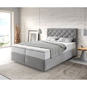 Boxspringbed Dream-Great Microvezel Grijs 140x200 cm met TFK Matras en Visco Topper