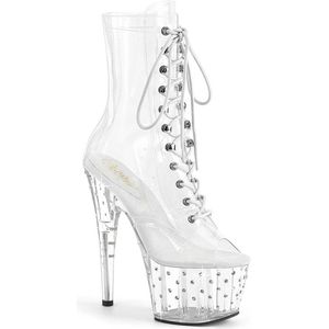 Pleaser - STARDUST-1021C-7 Plateau Laarzen, Paaldans schoenen - US 9 - 39 Shoes - Transparant