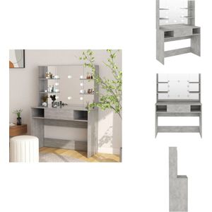 vidaXL Kaptafel - Kaptafels - Make-up Tafel - Make-up Tafels - Kaptafel met LED-verlichting 100x40x135 cm MDF betongrijs