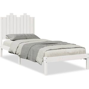 vidaXL - Bedframe - extra - lang - zonder - matras - massief - hout - wit - 100x210 - cm