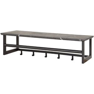 Luxe Kapstok Hangend 6 Haken - Wandkapstok Muur - Kapstokhaak 6x - Kapstokken Industrieel Staand - Wandkapstok met Hoedenplank Hout & Zwart Metaal Landelijk - Wandkapstok met Plank (80 cm x 30 cm x 24 cm)