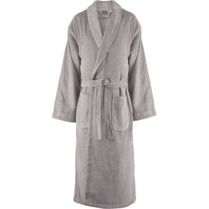 Badjas - velours katoen - lichtgrijs/taupe - sjaalkraag badjas sauna - L/XL - Unisex