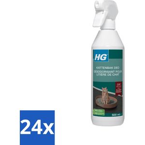 HG - Kattenbak Deo - Neutraliseert Geuren - 100% Biologisch - 500 ml - Voordeelverpakking - 24 stuks
