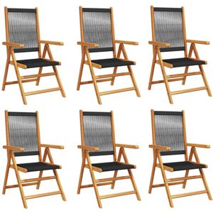 vidaXL Tuinstoel - Tuinstoelen - Inklapbare Tuinstoel - Tuin Stoel - Tuinstoelen 6 st verstelbaar massief acaciahout zwart