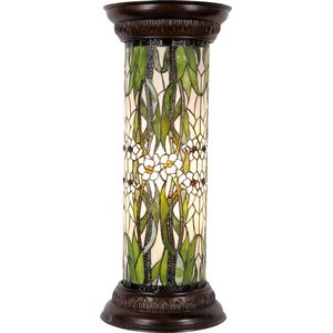 HAES DECO - Tiffany Vloerlamp Ø 31x78 cm Groen Wit Glas Rond Bloemen Bureaulamp Tiffany Lamp Zuil Sierlamp