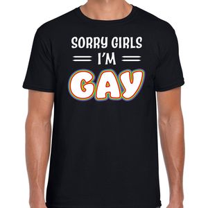 Bellatio Decorations Gay Pride t-shirt - heren - zwart - Sorry girls - LHBTI/LHBTIQ L