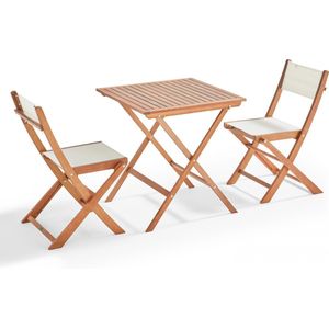 Oviala - Set van een inklapbare vierkante tafel en 2 inklapbare witte stoelen