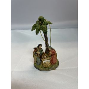 Kerststalhanger palmboom met Josef, Maria en kindeke Jezus