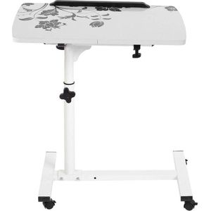 Hoogte Verstelbare Laptoptafel met Wielen - Verpleegtafel - Verstelbare Bijzettafel - PC Tafel - Laptopstandaard - Notebookstandaard - voor Bank en Bed (wit) .