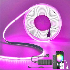 Dimbare 10M COB RGB LED Strip met Afstandsbediening - Slimme Verlichting voor Google Home & Alexa