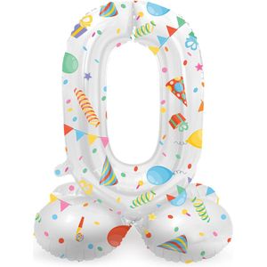 Folat - Staande folieballon Cijfer 0 Joyful Party - 72 cm