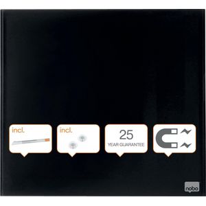 Nobo Magnetische Glasbord Tegel - Inclusief Whiteboard Marker en Magneten - 450x450mm - Klein (Retailverpakking) - Zwart