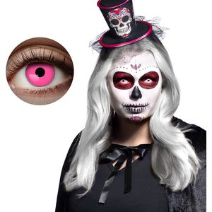 Boland - Maandlenzen UV flash roze Roze - Volwassenen - Halloween en Horror - Halloween contactlenzen - Horror