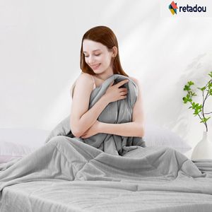 Retadou - Zomerdeken, koeldeken met Japanse Arc-Chill 3.0 Q-MAX>0,5 koelvezels, absorbeert lichaamswarmte voor een betere slaap, hypoallergeen, verkoelend dekbed, superzacht, grijs gemêleerd, 200 x 220