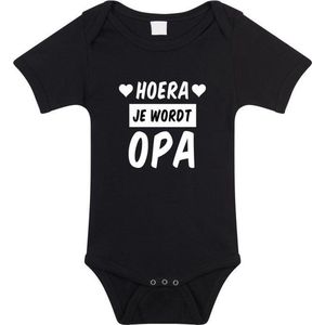 Hoera je wordt opa tekst baby rompertje zwart meisjes en jongens - Kraamcadeau - Babykleding 80