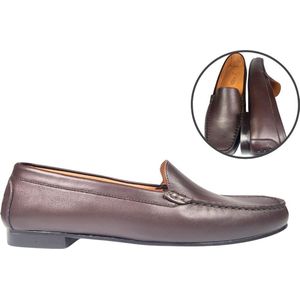 Stravers - Luxe Mocassins Leren Zool Maat 45 Bruin Dames Grote Maten Instappers