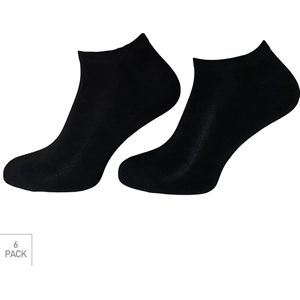 Bamboe Sneaker Sokken Met Badstof Voetbed 6-Pack - Zwart - Maat 40-46 - Comfy Lage Bamboe Sokken Voor Frisse Droge Voeten - Dames / Heren